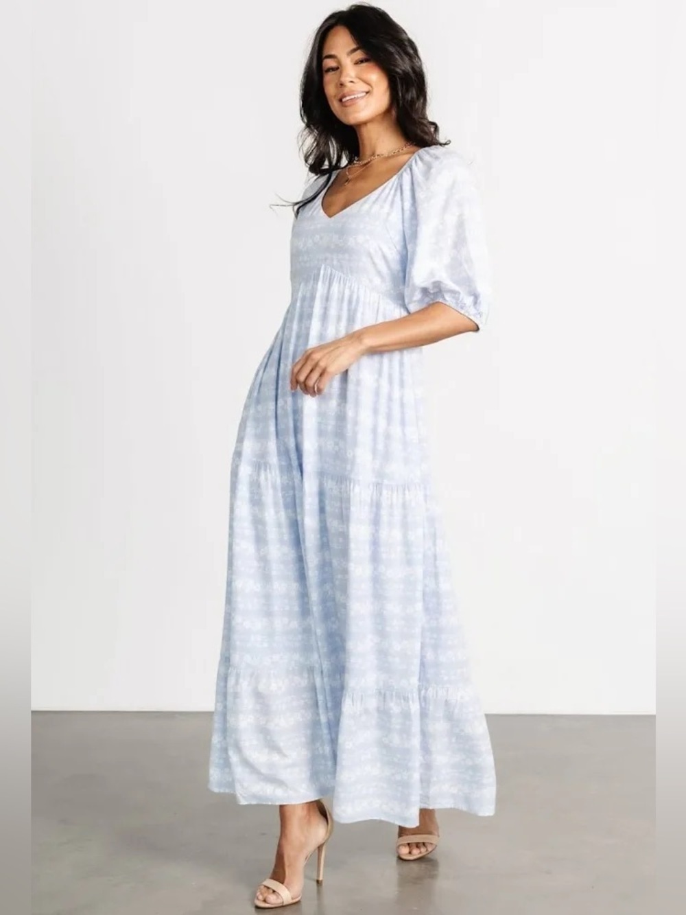 Baltic Born Adalee Dress Light Blue White Floral Size Small NWT New